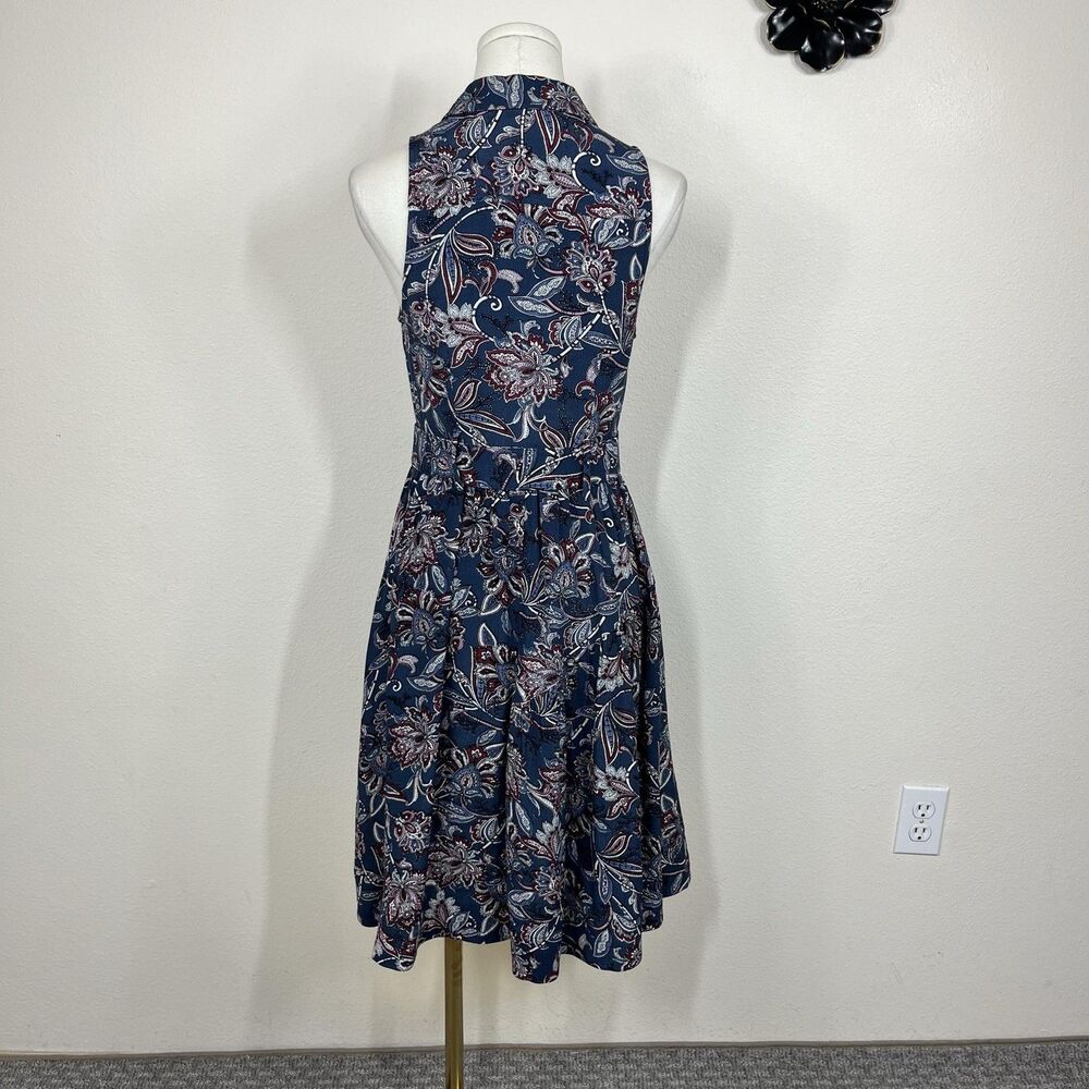 Maeve Anthropologie Dress Womens 00 Blue Paisley Calia Belted Shirt Boho - Picture 3 of 10